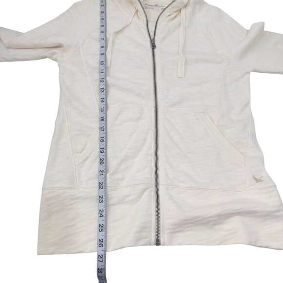 Eddie Bauer Womens SZ M Cream-Ivory Full Zip Hoodie Sweater Reglan Long Sleeve - Picture 6 of 13